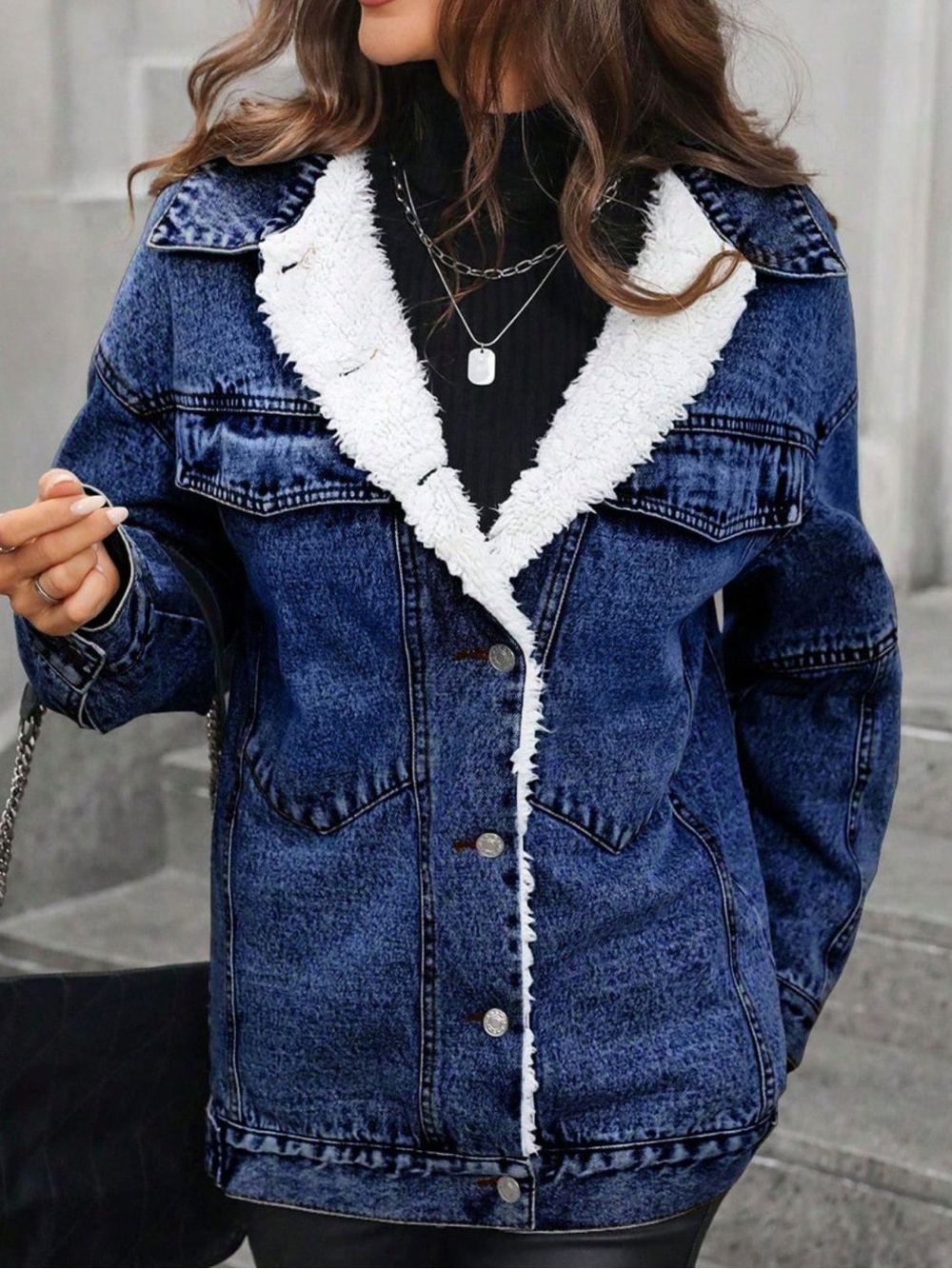 🩵 Women's Sherpa-Lined Denim Jacket- Blue